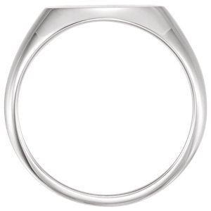 Men's Brushed Oval Signet Ring, Sterling Silver (12x14 mm) Size 13