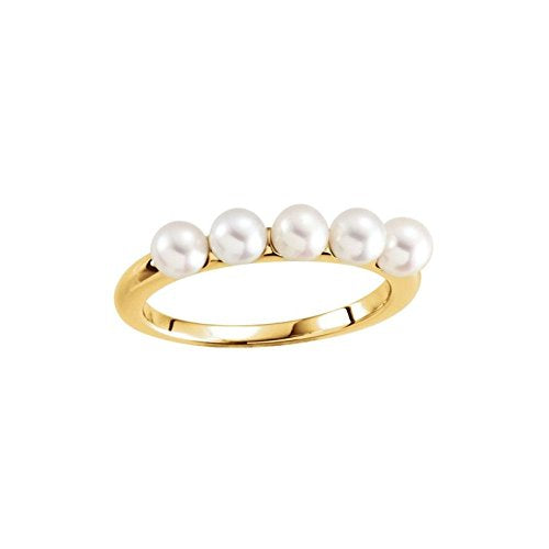 White Freshwater Cultured Pearl Five-Stone Ring, 14k Yellow Gold (4-4.5mm) Size 7