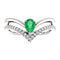 Emerald Pear and Diamond Chevron Sterling Silver Ring (.145 Ctw, G-H Color, I1 Clarity), Size 7