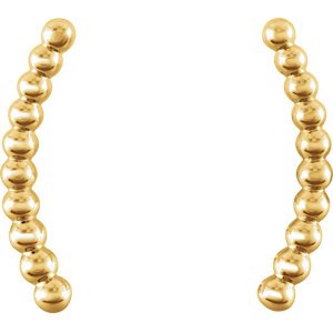 Bead Trim Curving Ear Climbers, 14k Yellow Gold