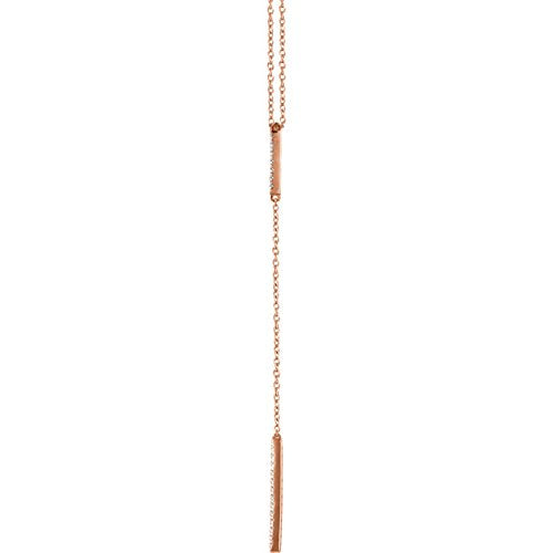 Diamond Bar Y Necklace in 14k Rose Gold, 16-18" ( 1/5 Ctw, Color G+, Clarity I1)
