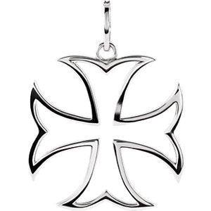 Diamond Maltese Cross 14k White Gold Pendant