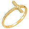 Sideways Cross Rope-Trim 14k Yellow Gold Ring