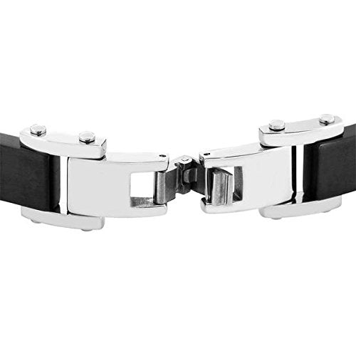 Men's Two-Tone Honeycomb Black Ion Plated Bracelet, Stainless Steel, 8.5"