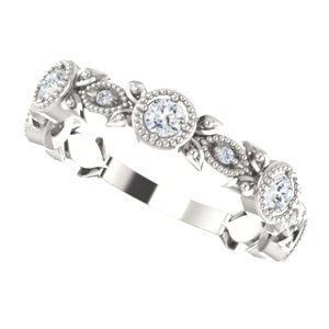 Diamond Vintage-Style Ring, Rhodium-Plated Sterling Silver (0.33 Ctw, G-H Color, I1 Clarity)