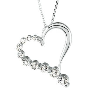 14k White Gold Journey Diamond Heart Pendant (GH Color, I1 Clarity, 1 Cttw)