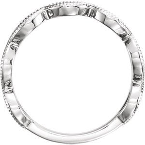 Diamond Scallop Stacking Ring, Rhodium-Plated 14k White Gold (.125 Ctw, GH Color, I1 Clarity) Size 6