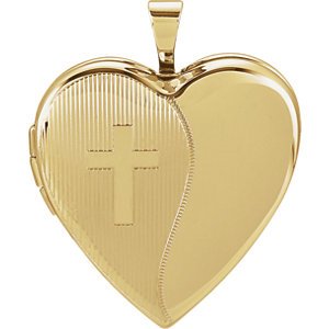 Heart Cross 14k Yellow Gold Locket Pendant (20.50X19 MM)