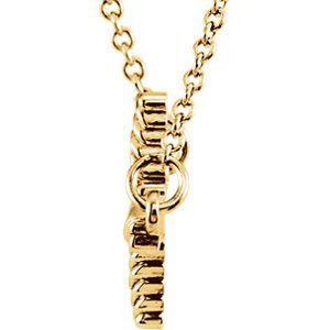 Rope-Trim Sideways Cross Necklace, 14k Yellow Gold, 16.5" (11.3x20.15MM)