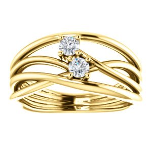 Diamond Two-Stone Bypass Ring, 14k Yellow Gold, Size 7 (.2 Ctw, G-H Color, I1 Clarity)