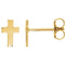 Girl's Christian Cross Stud Earring, 14k Yellow Gold (10x6MM)