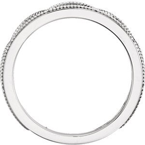 Platinum Scalloped Bead Trim 4mm Stacking Ring, Size 8