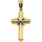 Two-Tone Rope Cross Rhodium-Plated Sterling Silver and 14k Yellow Gold Pendant (26.25X17.75 MM)