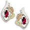 Ave 369 Created Ruby Marquise July Birthstone Earrings, Sterling Silver, 12k Green and Rose Gold Black Hills Gold Motif