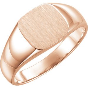 Men's Closed Back Square Signet Ring, 18k Rose Gold (12mm) Size 8.75