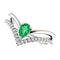 Chatham Created Emerald Pear and Diamond Chevron Sterling Silver Ring (.145 Ctw,G-H Color, I1 Clarity)