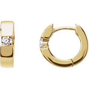 Diamond Hoop Earrings, 14k Yellow Gold (1/5 Ctw, Color GH, Clarity I1)