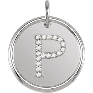 Diamond Initial "P" Necklace, Sterling Silver, 18" (0.1 Ctw, G-H Color, I1 Clarity)