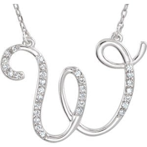 Diamond Initial 'W' Sterling Silver Pendant Necklace, 16.00" (.16 Cttw, GH Color, I1 Clarity)