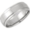 Grooved Flat Edge Comfort Fit 14k White Gold Band 7.5mm, Size 19