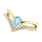 Aquamarine Pear and Diamond Chevron 14k Yellow Gold Ring (.145 Ctw, G-H Color, I1 Clarity)