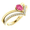 Pink Tourmaline Pear and Diamond Chevron 14k Yellow Gold Ring (.145 Ctw,G-H Color, I1 Clarity)