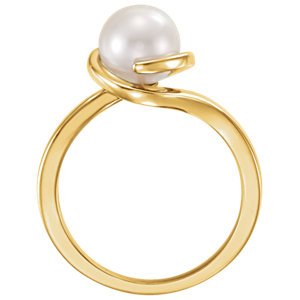 White Freshwater Cultured Pearl Bypass Ring, 14k Yellow Gold (6.5-8mm) Size 7