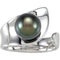 Tahitian Cultured Pearl Open Shank Ring, 9.00 MM - 10.00 MM, Sterling Silver, Size 6