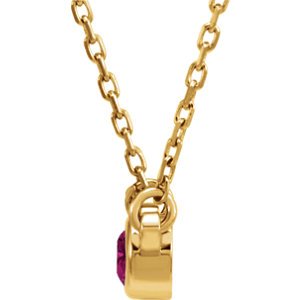 Pink Tourmaline Solitaire 14k Yellow Gold Pendant Necklace, 16"