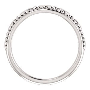 Stackable Beaded Heart Comfort-Fit Ring, Rhodium-Plated 14k White Gold