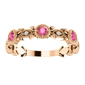 Pink Tourmaline and Diamond Vintage-Style Ring, 14k Rose Gold (0.03 Ctw, G-H Color, I1 Clarity)