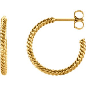 Rope Design Hoop Earrings, 14k Yellow Gold 17mm