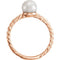 White Freshwater Cultured Pearl Rope-Trim Ring, 14k Rose Gold (5.5-6mm)