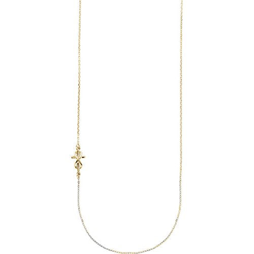 Infinity Sideways Cross 14k Yellow Gold Necklace, 16" and 18"