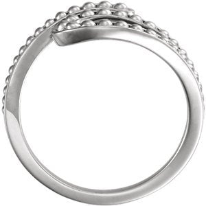 Platinum Beaded Bypass Ring