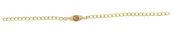 Single 3D Rose Bracelet, 10k Yellow Gold, 12k Green and Rose Gold Black Hills Gold Motif, 7.5"