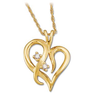 14k White Gold Diamond Heart Necklace, 18"