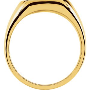 Men's Closed Back Signet Semi-Polished 10k Yellow Gold Ring (14mm) Size 11