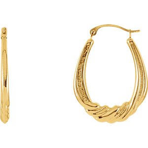 Oval Twisted Crescent Hoop Earrings, 14k Yellow Gold