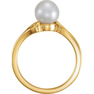 White Freshwater Cultured Pearl Ring, 14k Yellow Gold (7.00-7.50 mm)