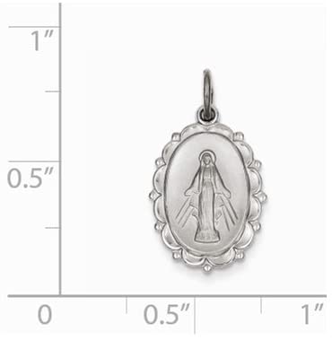 Rhodium-Plated Sterling Silver Miraculous Medal (25X13MM)