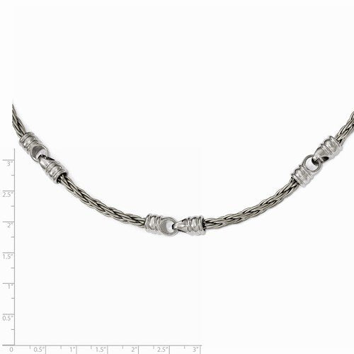 Edward Mirell Brushed Titanium Cable and Polished Link Necklace, 22.5"