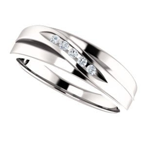 Men's 7-Stone Diamond Wedding Band, 14k White Gold (.08 Ctw, Color G-H, SI2-SI3 Clarity) Size 11