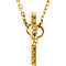 Sideways Beaded Cross 14k Yellow Gold Pendant Necklace, 16.5" (12.05X19.50 MM)