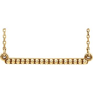 Petite Bead Trim Bar Necklace, 14k Yellow Gold, 16-18"