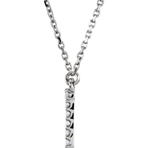 Diamond Initial 'T' Rhodium Plate 14K White Gold (1/10 Cttw, GH Color, I1 Clarity), 16.25"