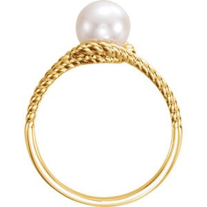 White Freshwater Cultured Pearl Rope Ring, 14k Yellow Gold (7-7.5 mm)