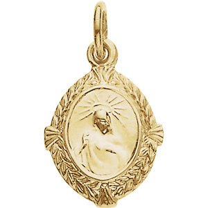 14k Yellow Gold Sacred Heart of Jesus Medal (12x9 MM)