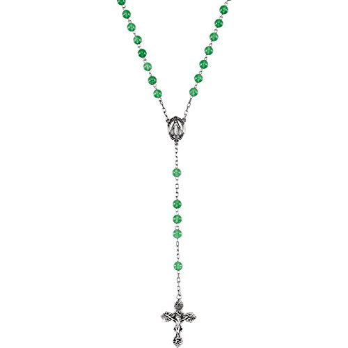 Green Jadeite Rosary Beads, Sterling Silver