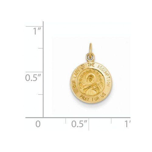 14k Yellow Gold Our Lady Of The Assumption Medal Charm (17X12MM)